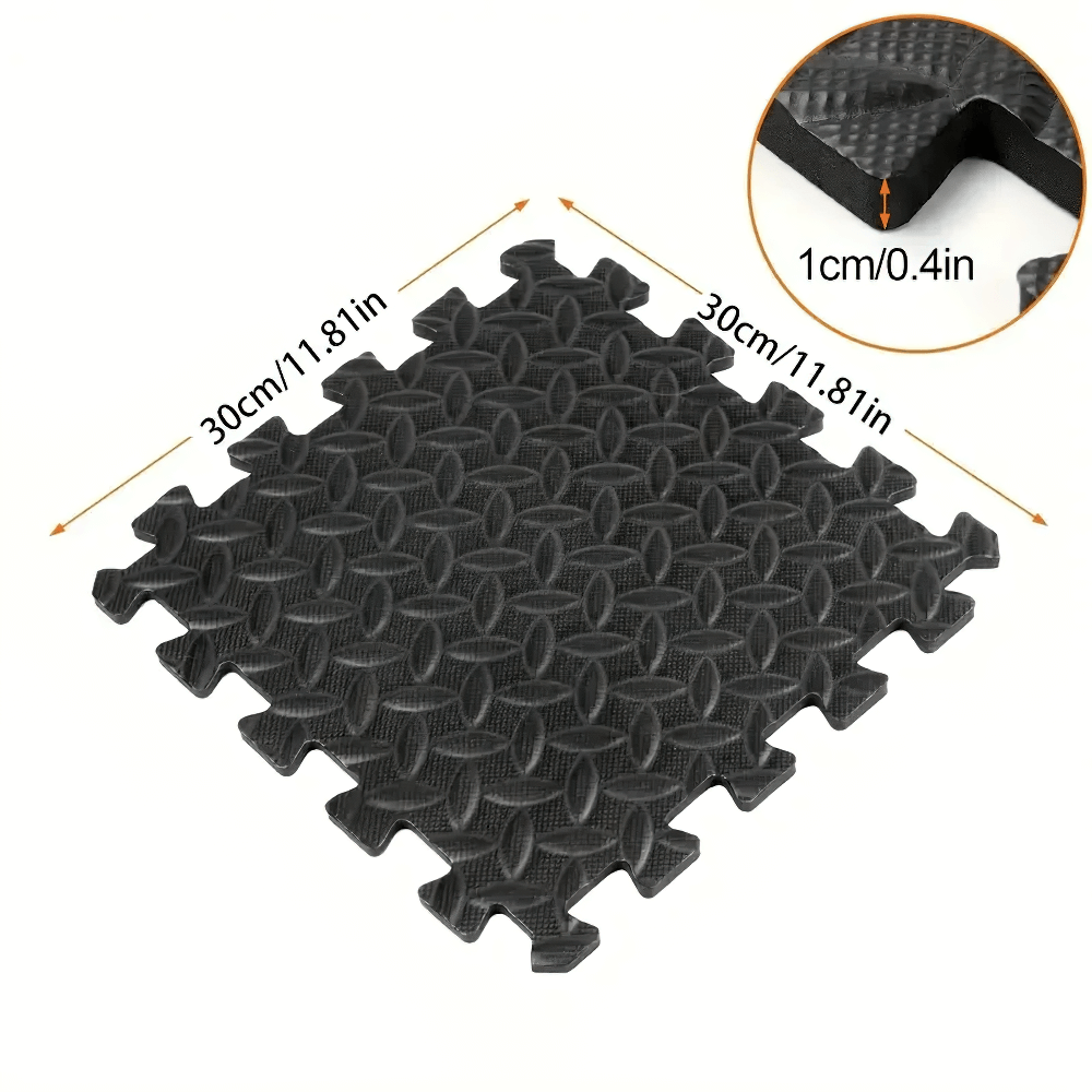 Non-Slip EVA Puzzle Mats for Workout Floors - SF3479, interlocking foam mats for gym and home, shown with dimensions 30cm x 30cm.