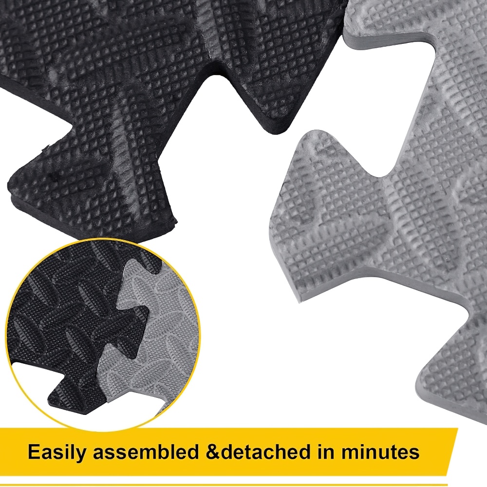 Interlocking Non-Slip EVA Puzzle Mats for Workout Floors - SF3479, detailed close-up of textured tiles.