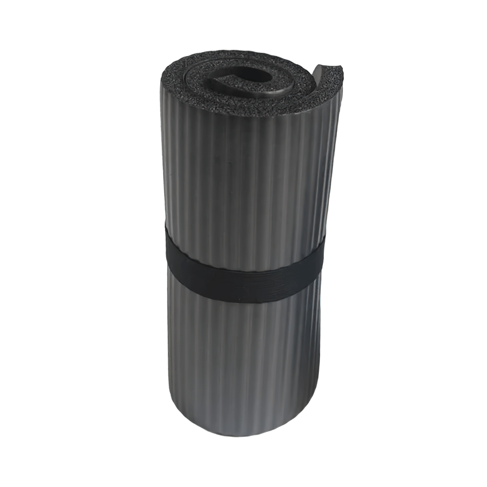 Rolled up non-slip EVA yoga mat with honeycomb texture and anti-slip stripes, perfect for home, gym, or travel fitness activities.