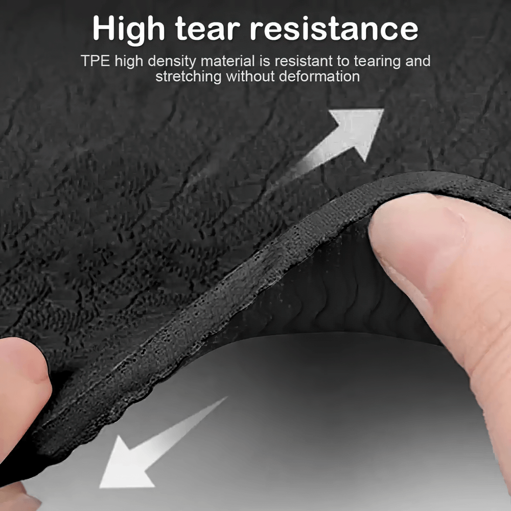 Close-up of non-slip fitness mat SF3408 showcasing high tear resistance with durable TPE material, perfect for home workouts and pilates.