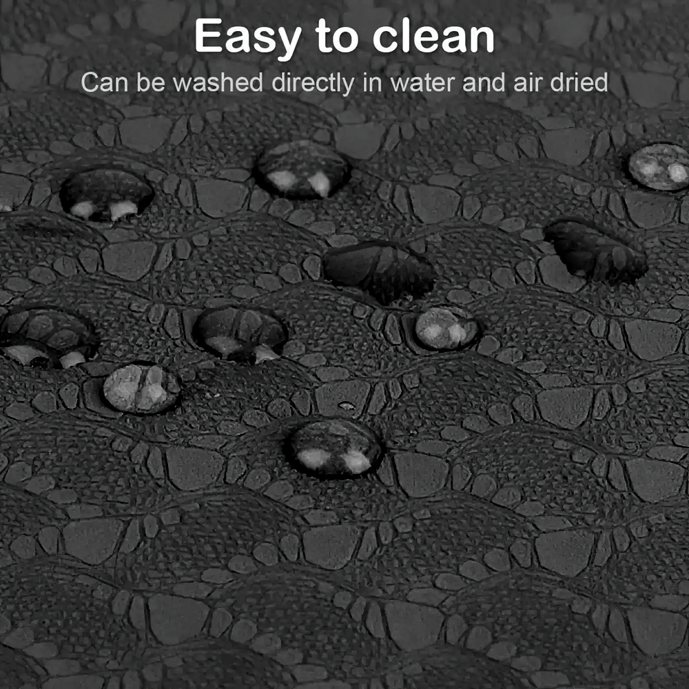 Close-up of non-slip fitness mat texture showing water resistance and easy-to-clean surface.