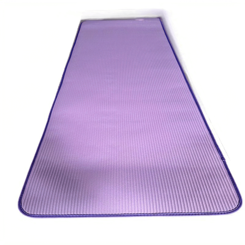 Purple non-slip NBR yoga mat with thick padding, perfect for durable exercise and workouts, suitable for home, gym, or outdoor use.