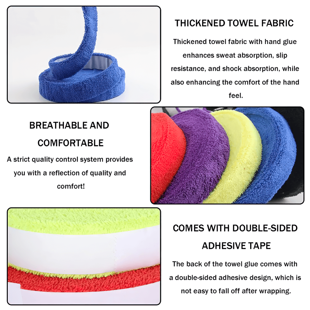 Colorful non-slip racket grip tape for tennis and badminton - SF3446 with thickened towel fabric description
