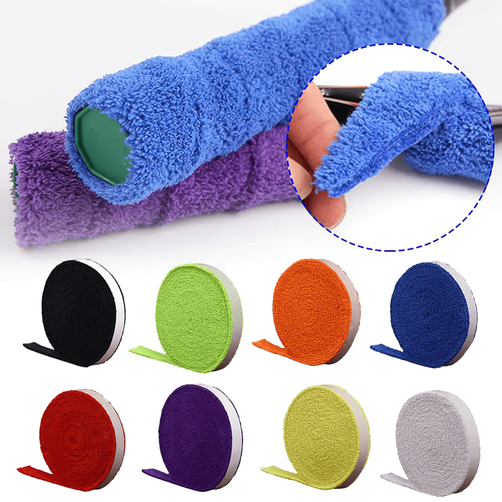 Variety of vibrant Non-Slip Racket Grip Tape for Tennis and Badminton - SF3446, featuring textured towel grip for enhanced control and comfort.