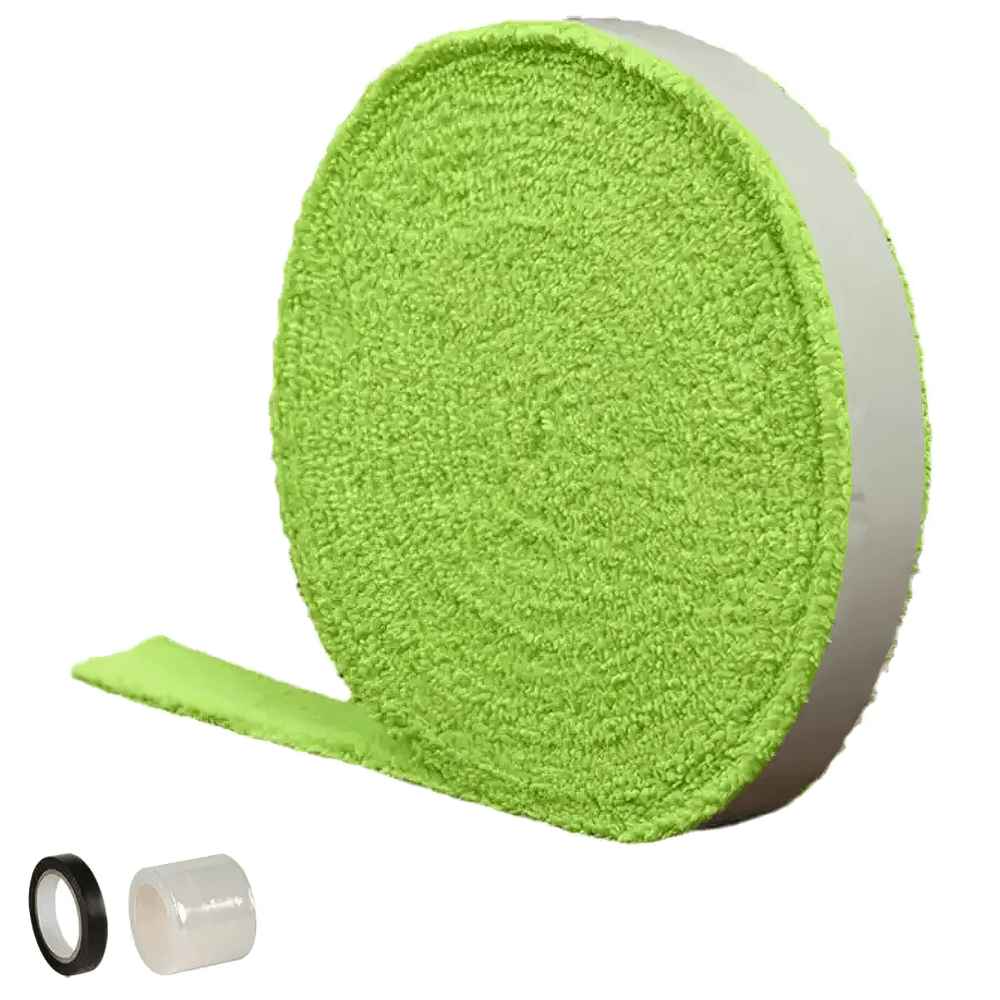 Non-Slip Racket Grip Tape for Tennis and Badminton - SF3446 in green color, showcasing towel texture and adhesive backing for easy application.