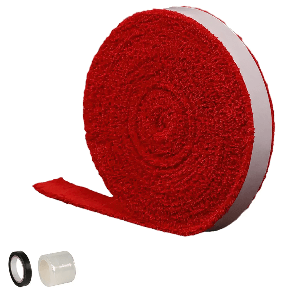 Non-Slip Racket Grip Tape for Tennis and Badminton - SF3446 in red color, enhancing grip with thick towel material and adhesive backing.