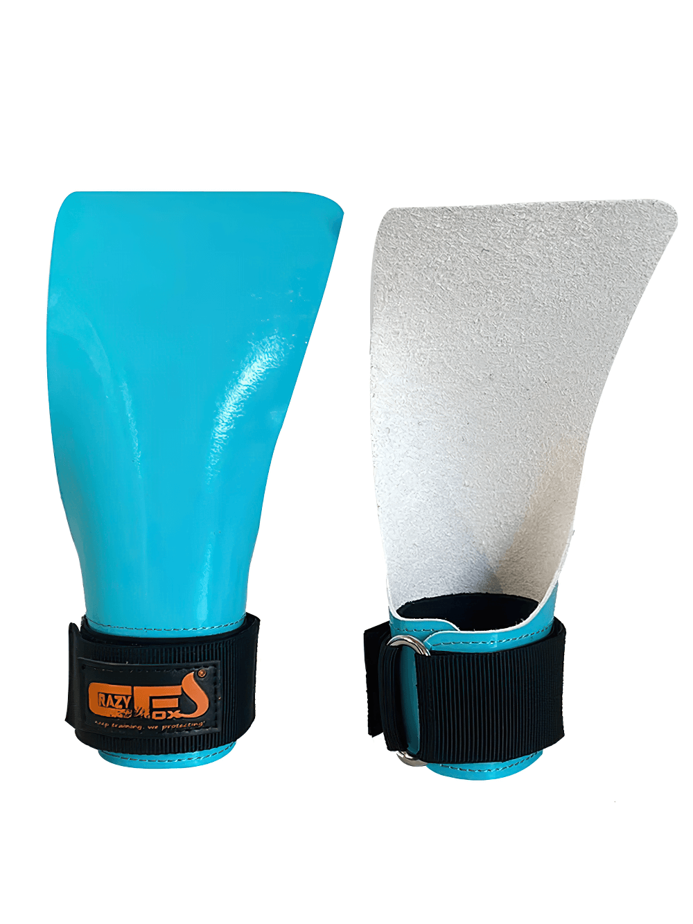 Non-Slip Rubber Weight Lifting Grips for Gym Training - SF3502 in blue, showing front and inner view.