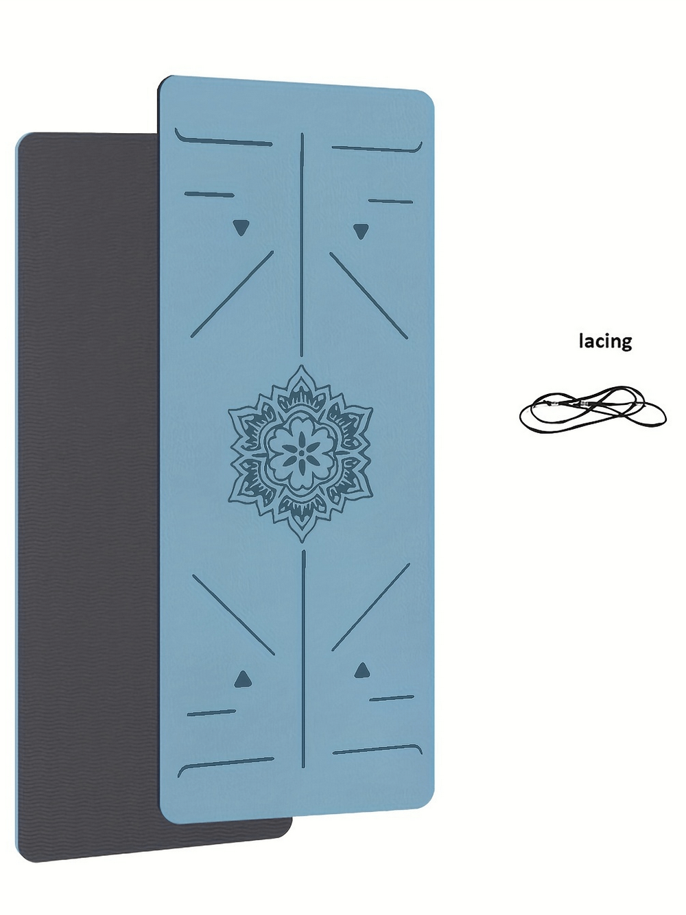 Non-slip TPE yoga mat with alignment marks for precision posture in yoga, Pilates, and fitness, featuring a floral design and dual-layer grip.