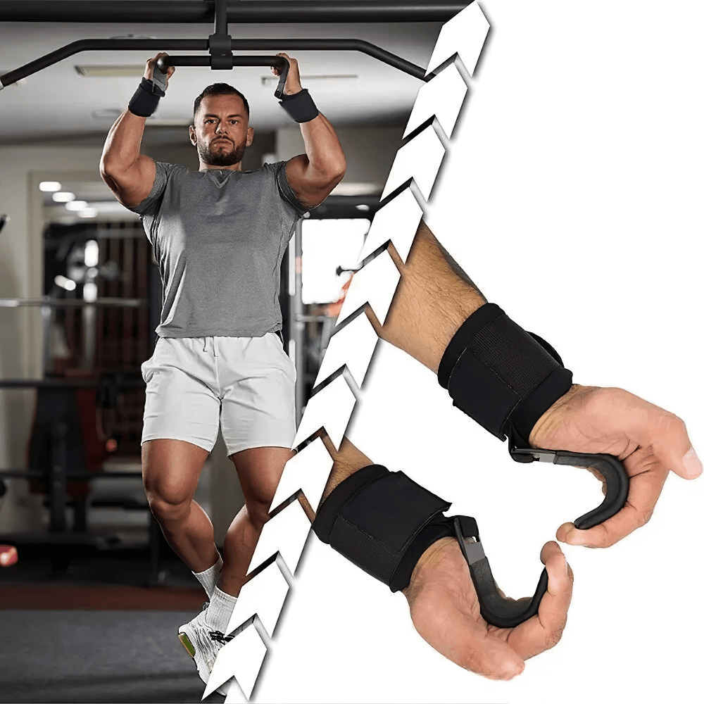 Non-Slip Weight Lifting Hook Hand Grips - SF3546 for pull-ups and deadlifts, enhancing grip and reducing fatigue in gym workout.