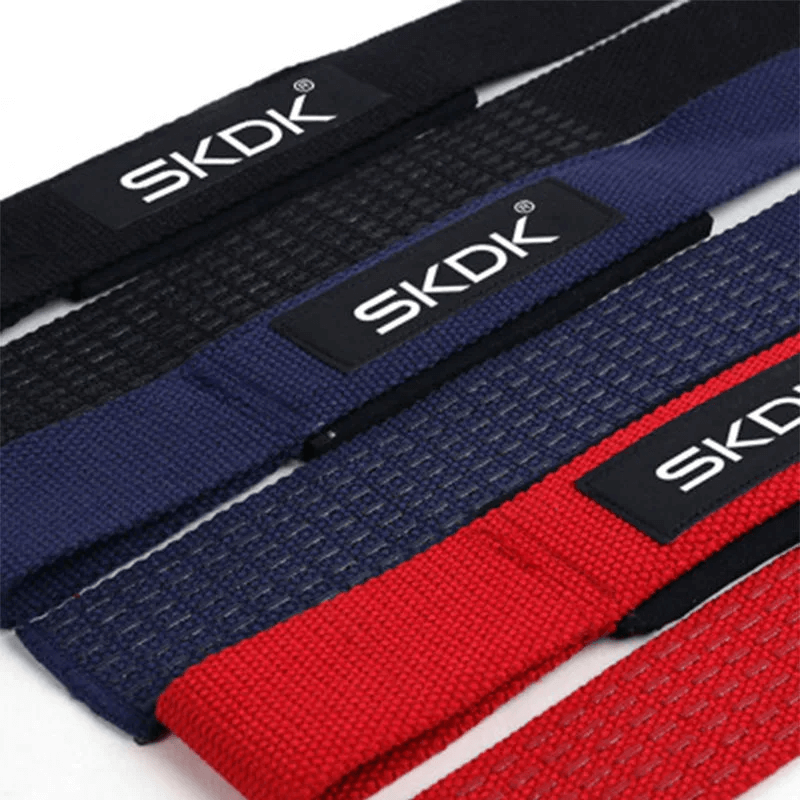 Colorful non-slip weightlifting wrist straps for enhanced gym performance, featuring SF3166 design with SKDK branding.