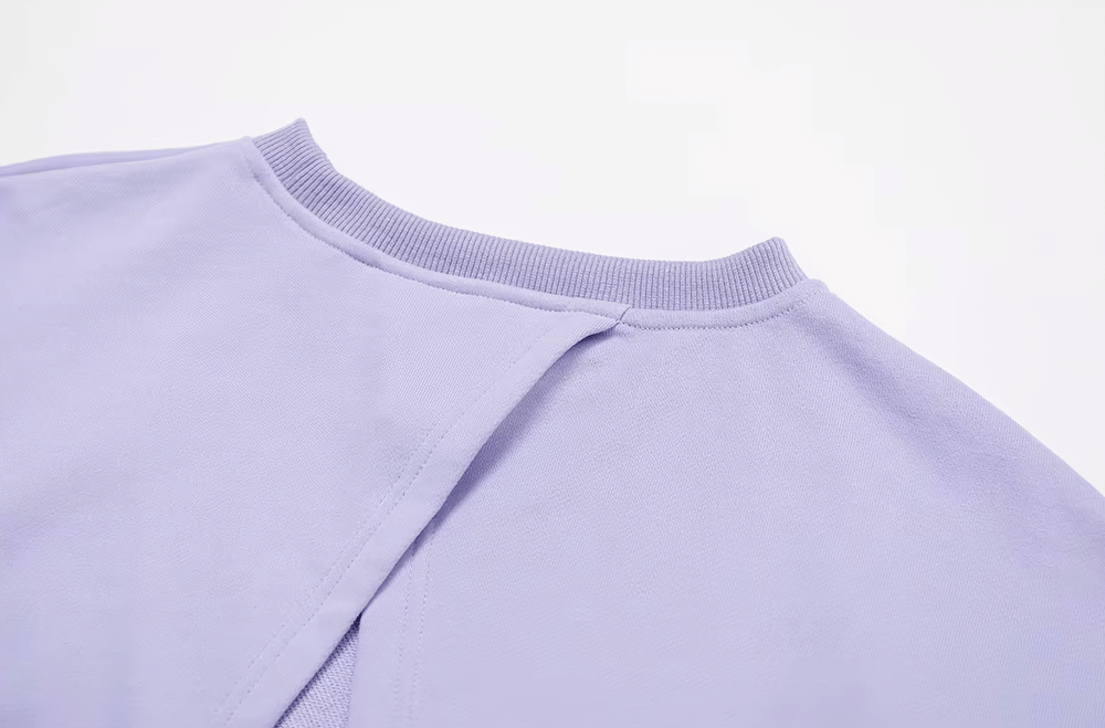 Lilac open back long sleeve sweatshirt with round neck and breathable fabric for active women SF2345