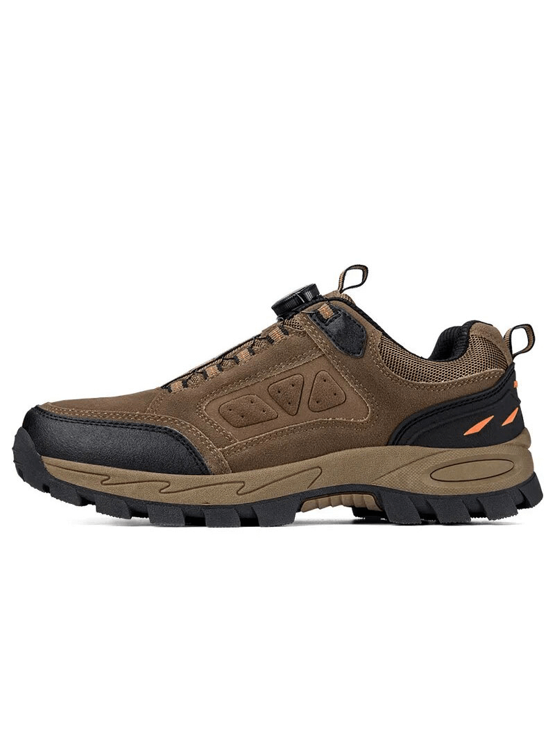 Brown outdoor breathable non-slip men's trekking shoe SF1635 with durable rubber sole and PU leather for enhanced grip and comfort.