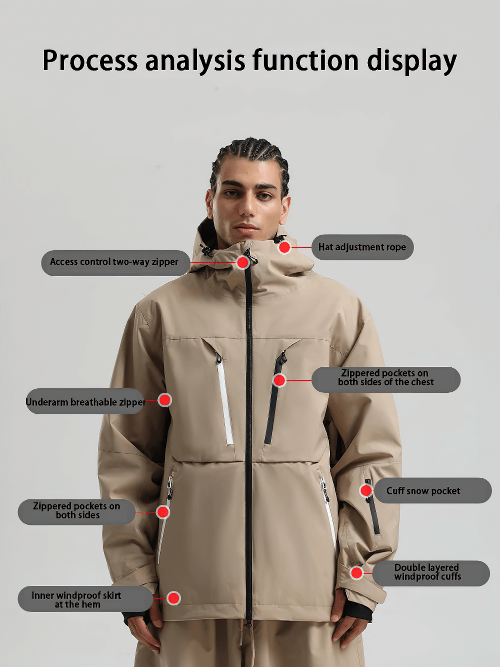 Outdoor Contrast-Zip Jacket with Adjustable Hood - SF4213