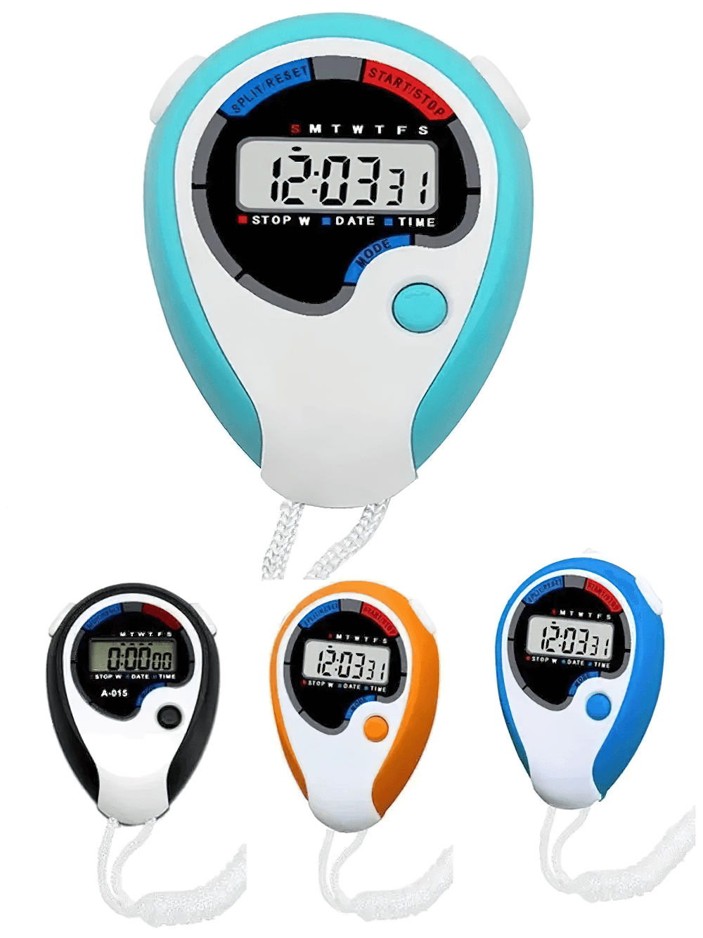 Outdoor Digital Stopwatch with Calendar and Alarm - SF3466 in various colors for sports and training use.