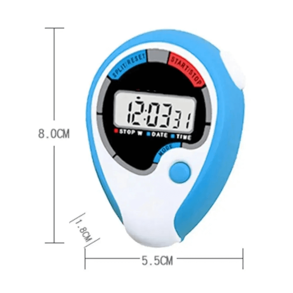 Outdoor Digital Stopwatch with Calendar and Alarm - SF3466, blue sports timer with lap function, clock showing 12:03:31