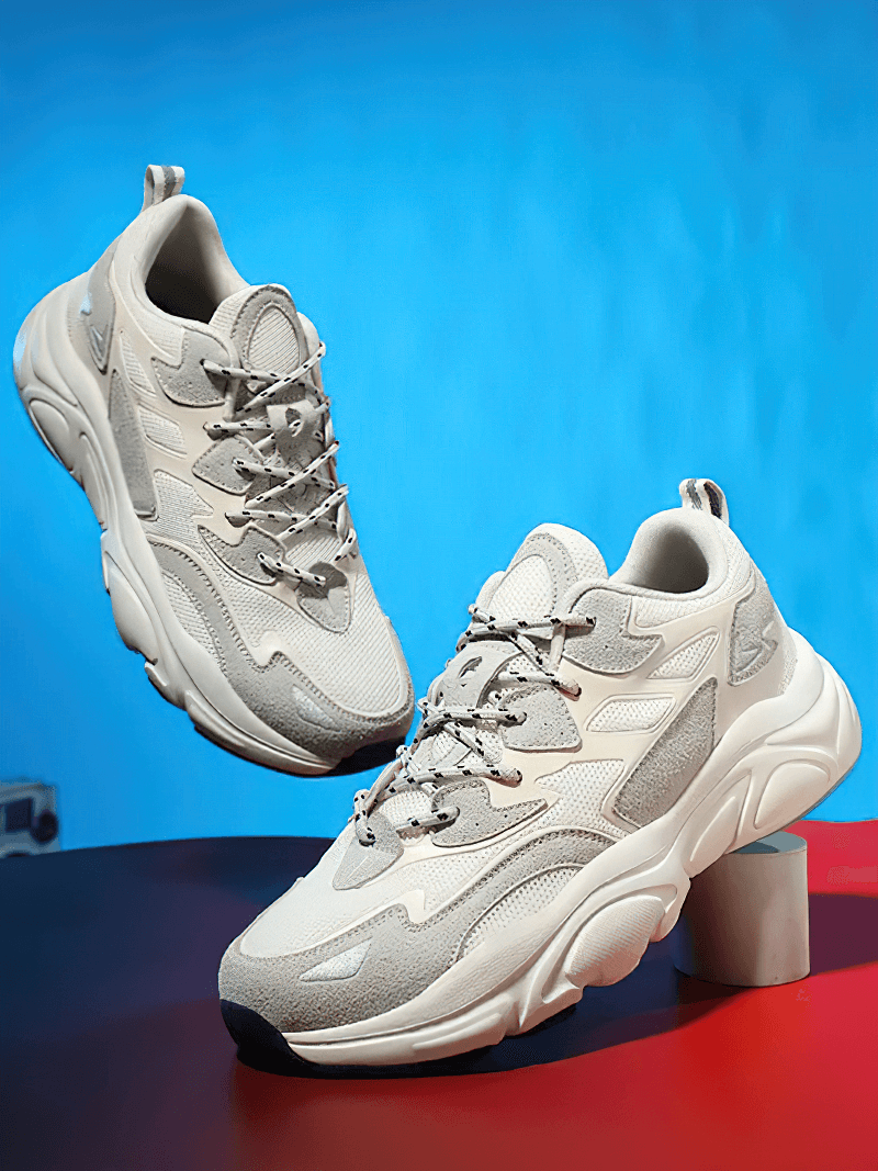 Outdoor mesh lace-up lightweight sneakers SF1917 on display, featuring breathable design, PU Leather, EVA insole, and rugged rubber outsole.