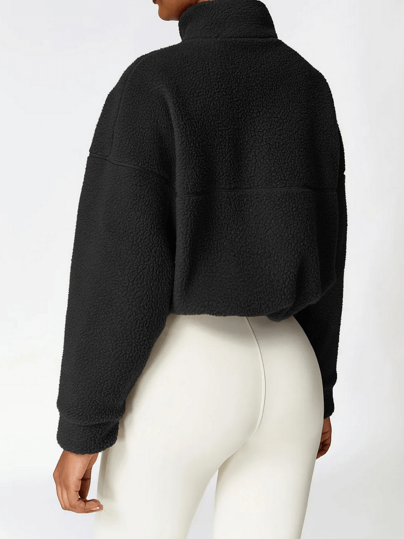 Back view of Outdoor Long Sleeves Zipper Sports Fleece Jacket SF1826 showcasing comfortable fit and premium fabric for women