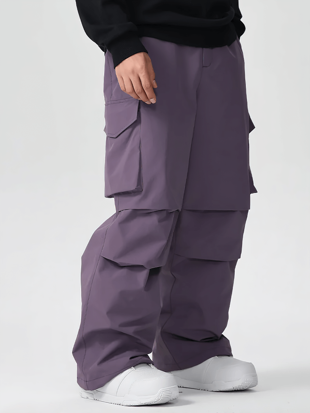 Alt Tag: Outdoor Solid Waterproof Ski Pants with Pockets - SF4282 purple cargo snow pants with pockets, waterproof, windproof, warm