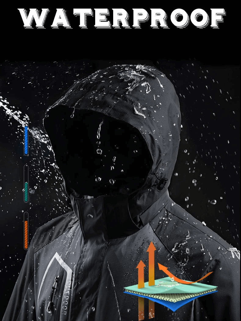 Stylish men's waterproof 2 in 1 jacket with hood, perfect for outdoor sports in winter, featuring breathable and windproof design SF1844.