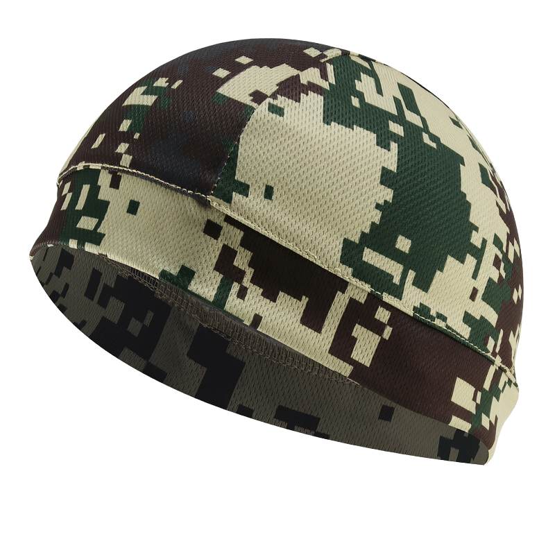 Windproof soft stretch beanie with digital camouflage print, ideal for outdoor sports and cycling, unisex design, polyester fabric.