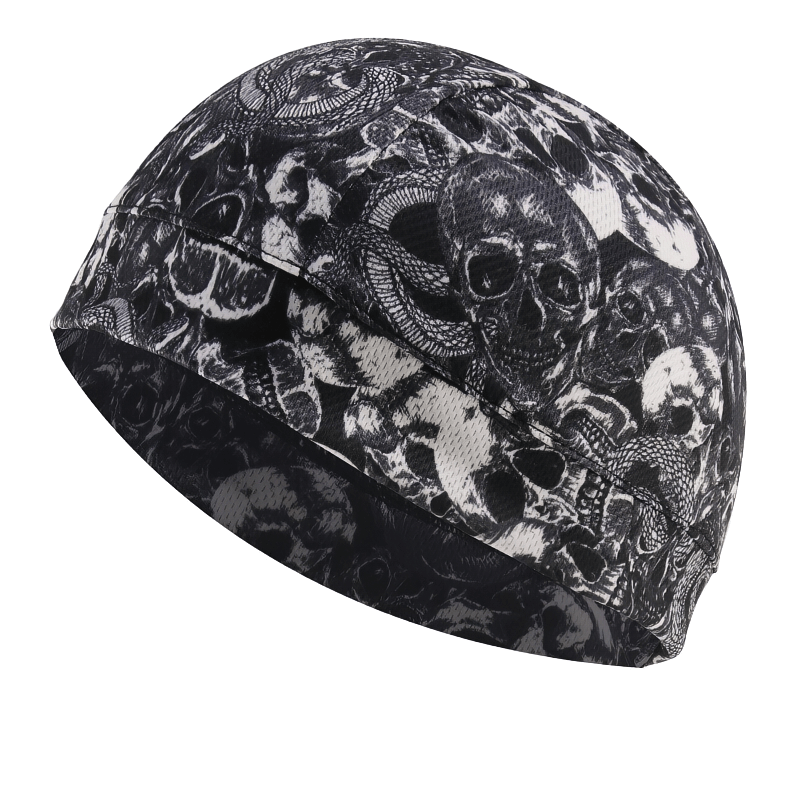 Windproof soft stretch beanie with skull print, perfect for outdoor sports and cycling. Unisex design, breathable polyester.