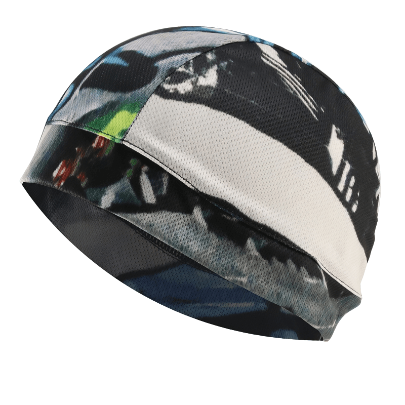 Outdoor Sports Printed Windproof Soft Stretch Beanie with colorful pattern, perfect for unisex cycling and outdoor activities.