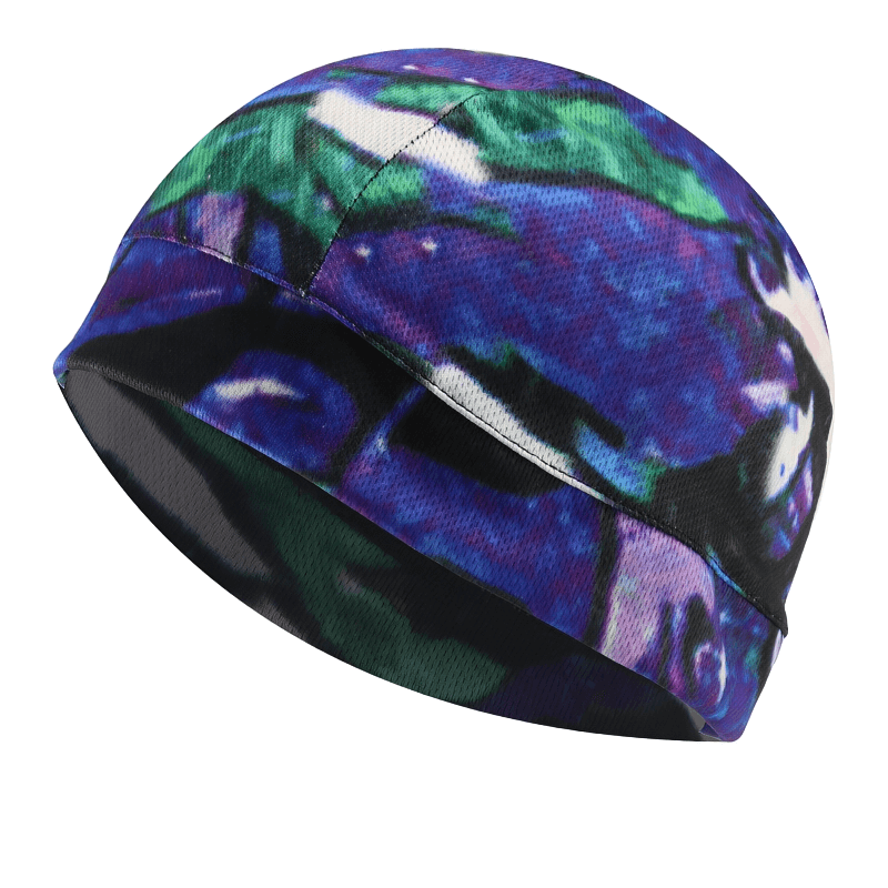 Colorful outdoor sports windproof beanie, soft stretch, unisex, featuring vibrant pattern print; perfect for cycling and chilly weather.
