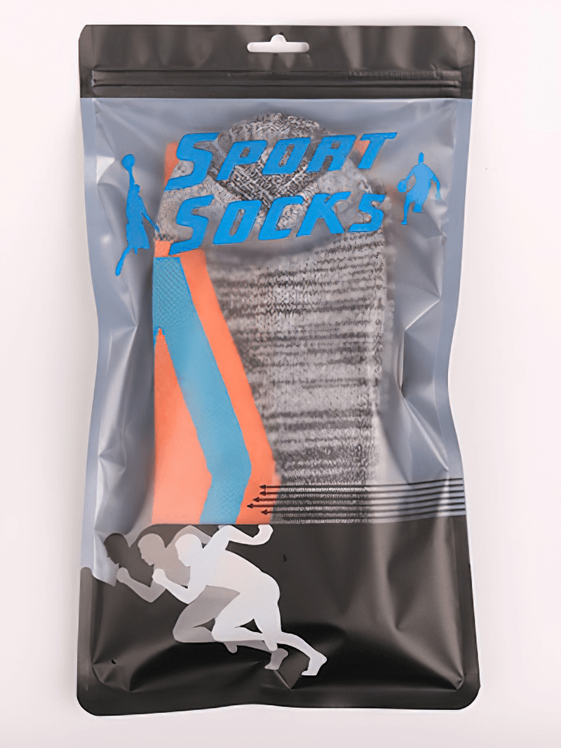 Outdoor Sports Warm Skiing Socks in packaging - Gray and colorful design, perfect for hiking and skiing, model SF1390.