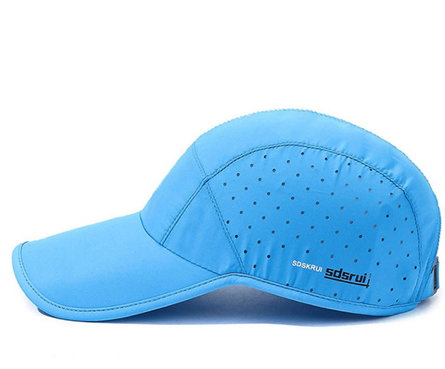 Blue waterproof breathable adjustable baseball cap for outdoor sports, featuring solid pattern and robust design model SF1365.