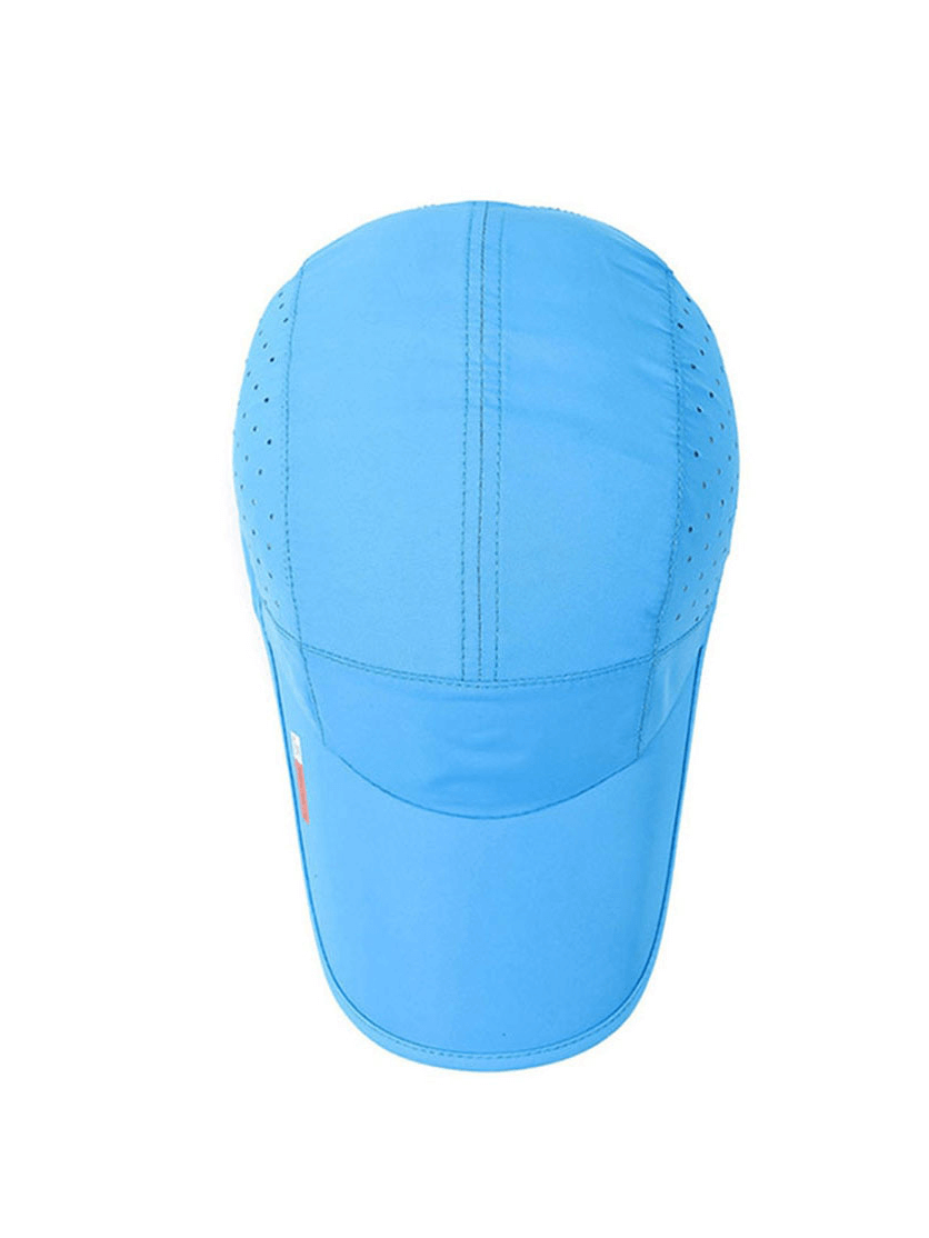 Blue waterproof adjustable baseball cap for outdoor sports, featuring breathable polyester material and solid design - SF1365.