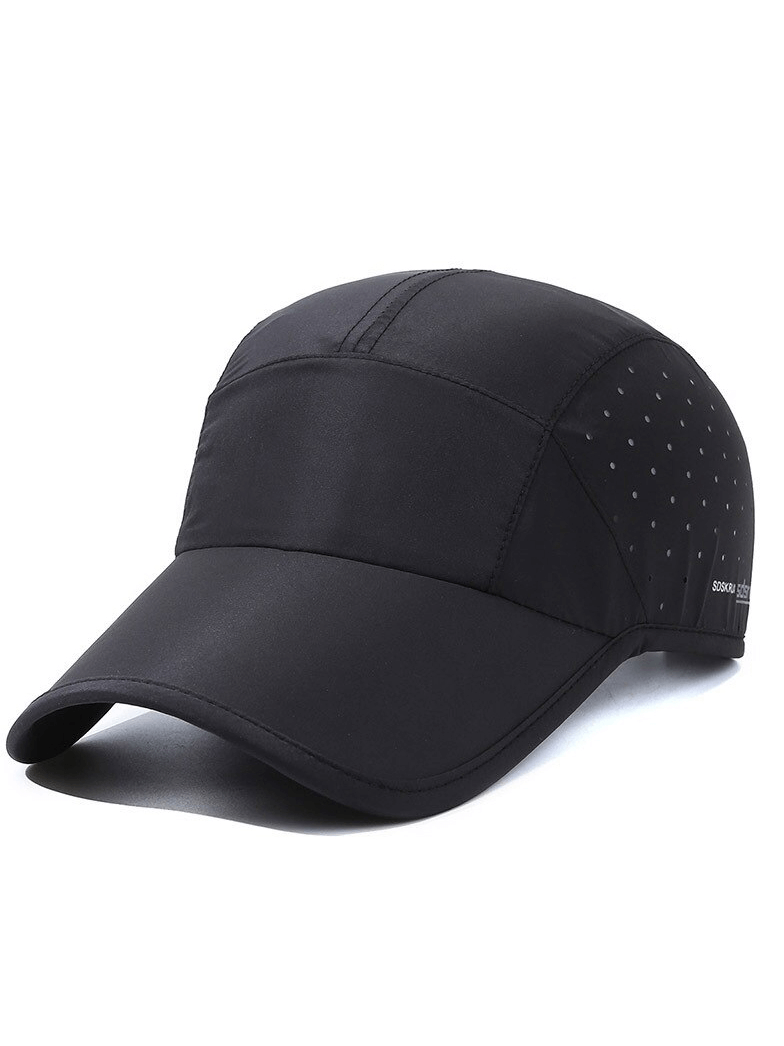 Black outdoor sports waterproof breathable adjustable baseball cap with solid pattern, SF1365.