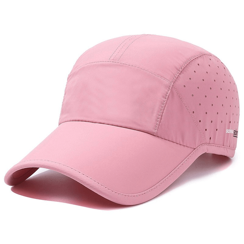 Pink Outdoor Sports Waterproof Breathable Adjustable Baseball Cap SF1365 with solid pattern and adjustable strap.