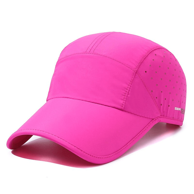 Vibrant pink outdoor sports waterproof breathable baseball cap with adjustable strap SF1365, perfect for all-weather adventures.