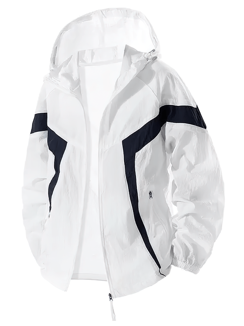 Outdoor Zip Rain Jacket with Sport Stripe Detail - SF4693