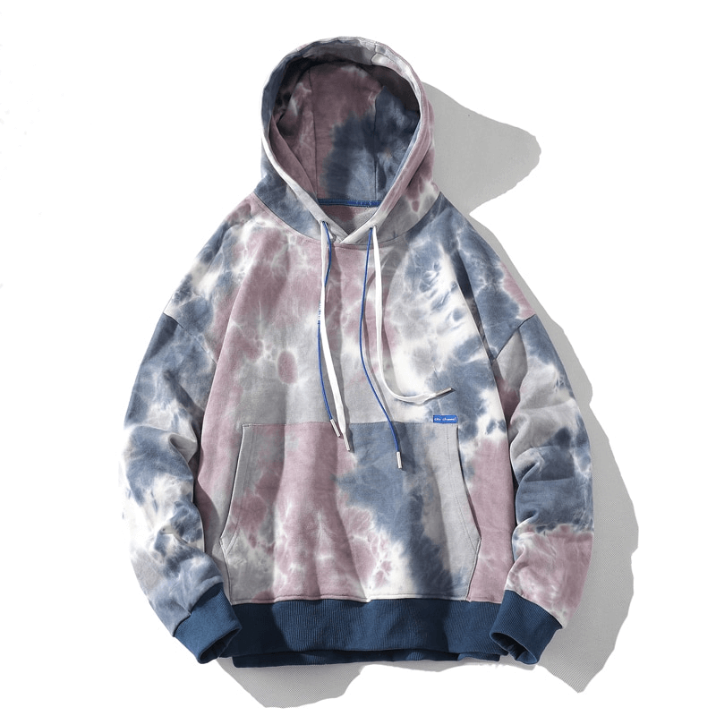 Oversized cotton hoodie with artistic print, featuring a hooded collar, designed for men seeking a loose, breathable fit.