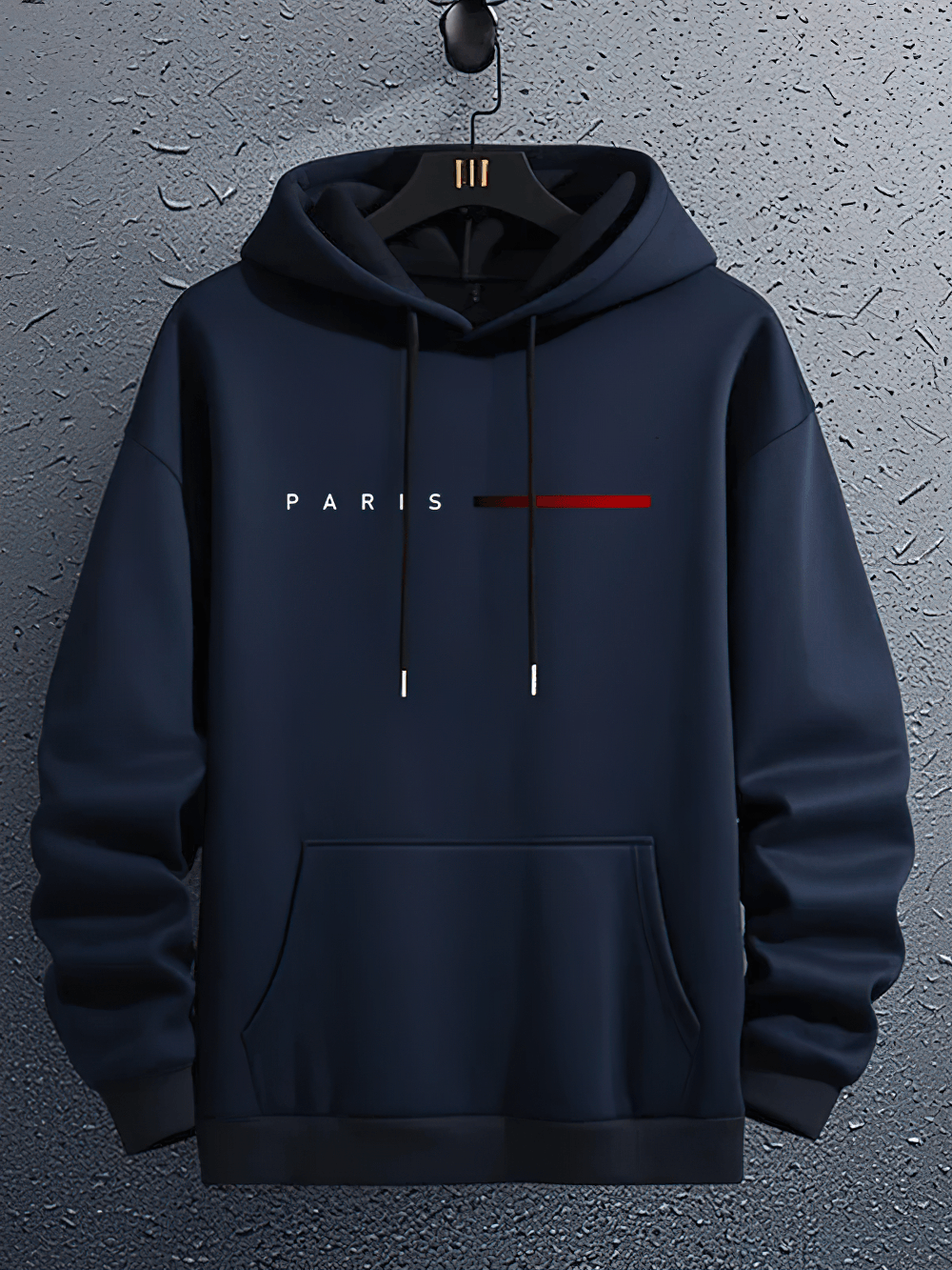 Oversized Paris Print Hoodie with Kangaroo Pocket - SF4701 in navy with minimalistic design and kangaroo pocket.