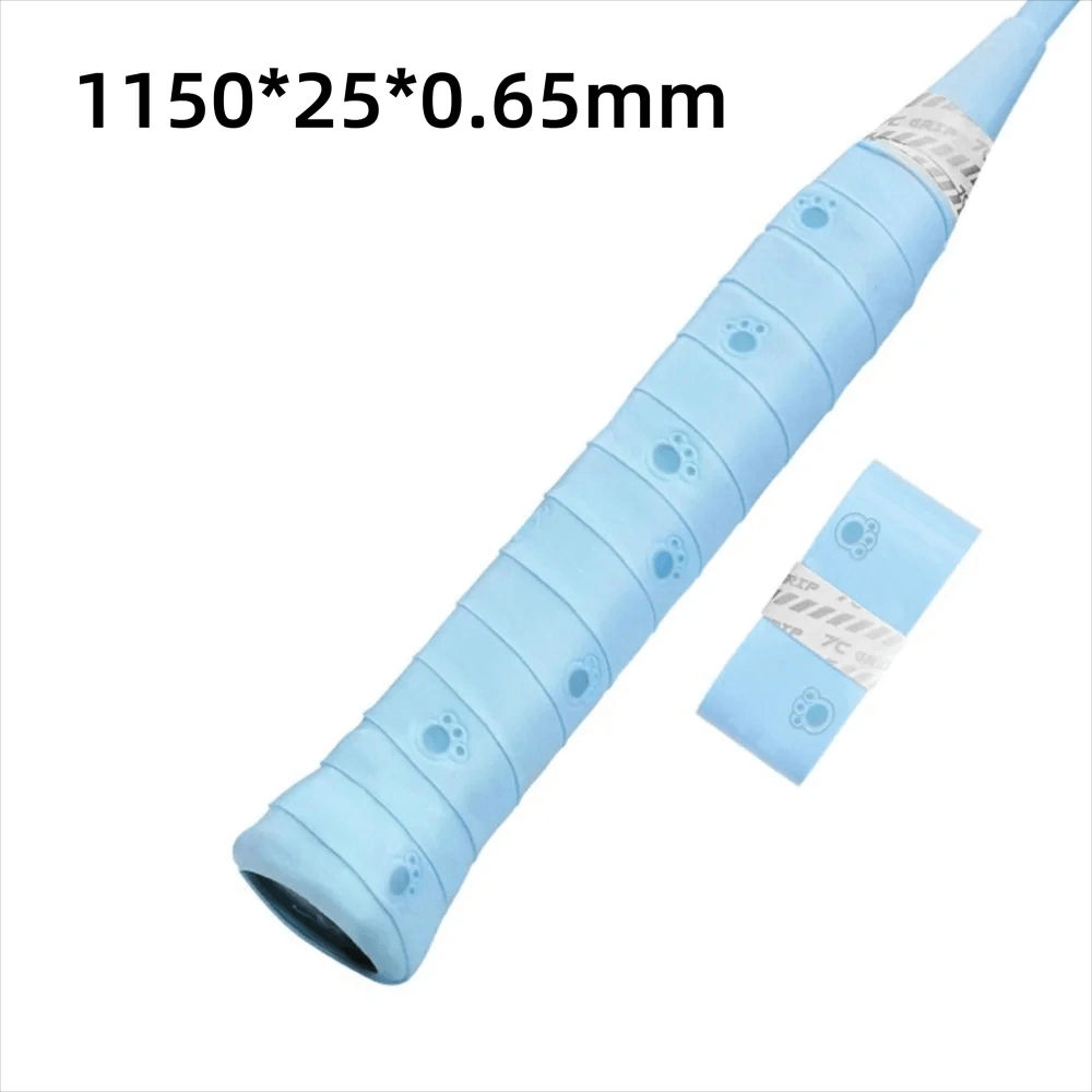 Light blue Paw Print Sports Overgrip Tape for Racket Handles - SF3460, features paw print design, dimensions 1150*25*0.65mm.