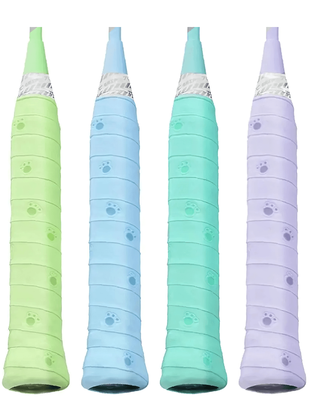 Colorful paw print grip tapes for rackets, showcasing Paw Print Sports Overgrip Tape for Racket Handles - SF3460.