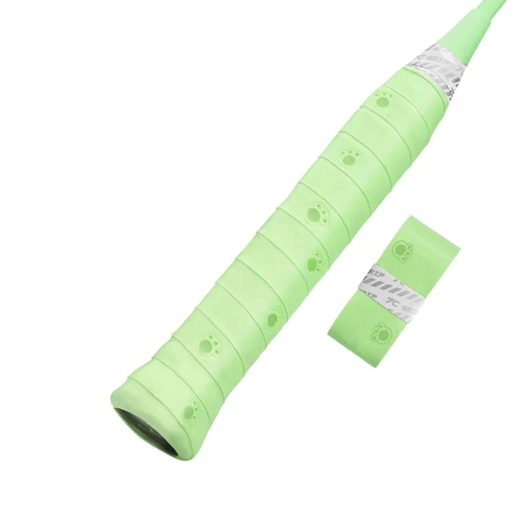 Green Paw Print Sports Overgrip Tape for Racket Handles - SF3460, featuring non-slip grip and fun design for tennis rackets.