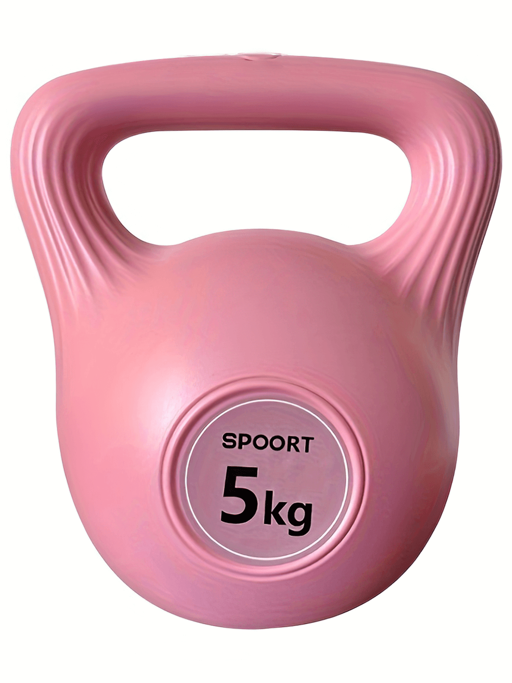 Pink 5kg kettlebell for versatile home and gym strength training with ergonomic grip, water-filled for adjustable weight resistance.