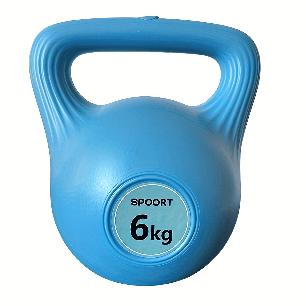 Blue 6kg PE water-filled kettlebell for home and gym strength training