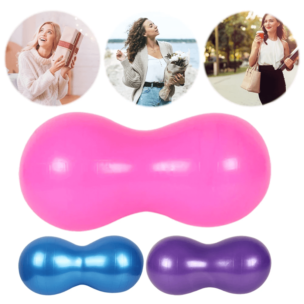 Peanut Balance Exercise Ball SF3268 in pink, blue, and purple; perfect for yoga, core training, and stability workouts.