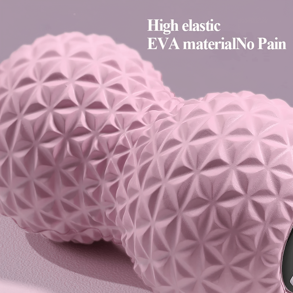 Pink peanut-shaped massage ball with spiky texture, ideal for muscle relief, stress reduction, and improved flexibility - Model SF3249