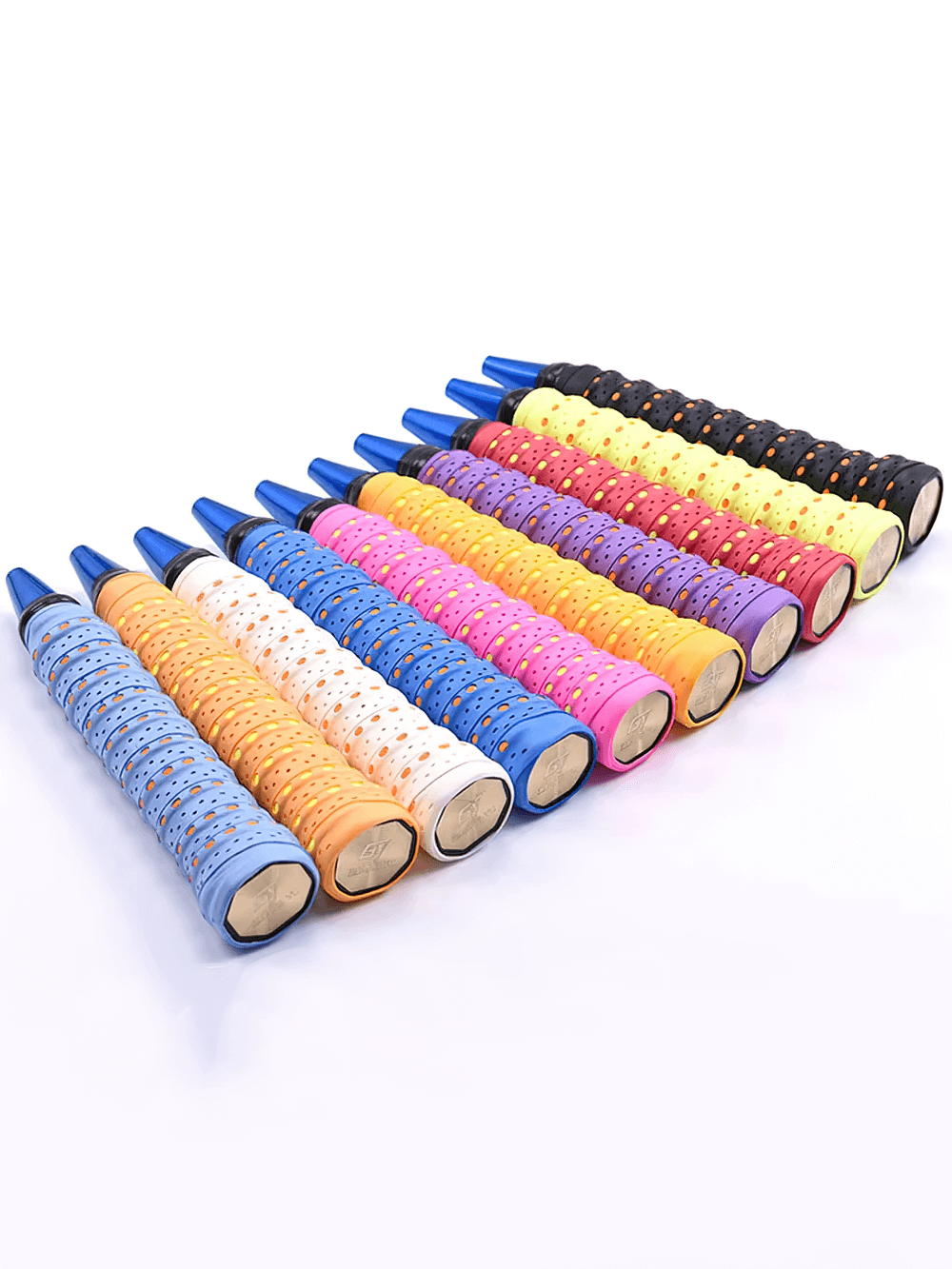 Colorful Perforated Anti-Slip Tennis Racket Overgrip Tape - SF3437 showcasing vibrant, sweat-absorbing, anti-slip design for superior grip performance.