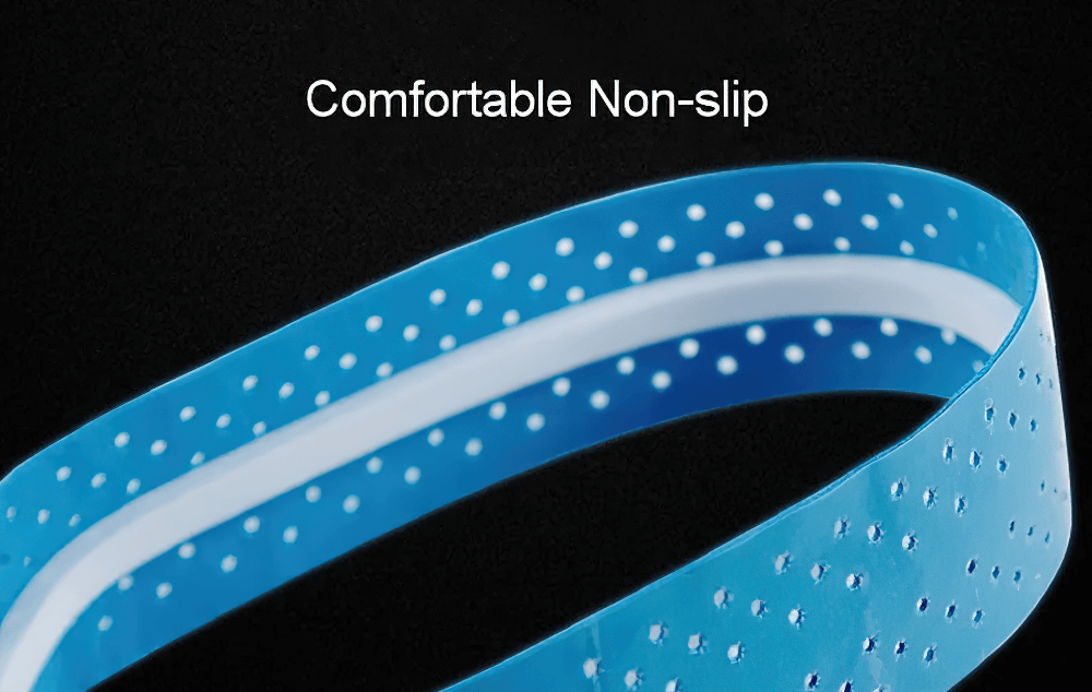 Close-up of blue Perforated Sweat-Absorbent Racket Overgrip Tape - SF3450 with non-slip and breathable design.