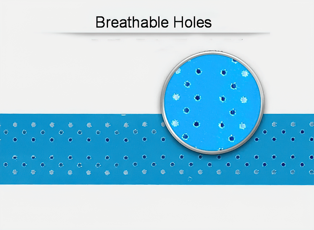 Close-up of the Perforated Sweat-Absorbent Racket Overgrip Tape - SF3450 showcasing breathable holes for enhanced airflow.
