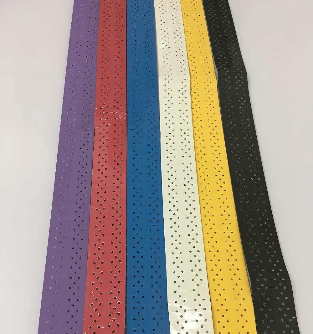 Colorful range of Perforated Sweat-Absorbent Racket Overgrip Tape - SF3450 for tennis, badminton, and squash.
