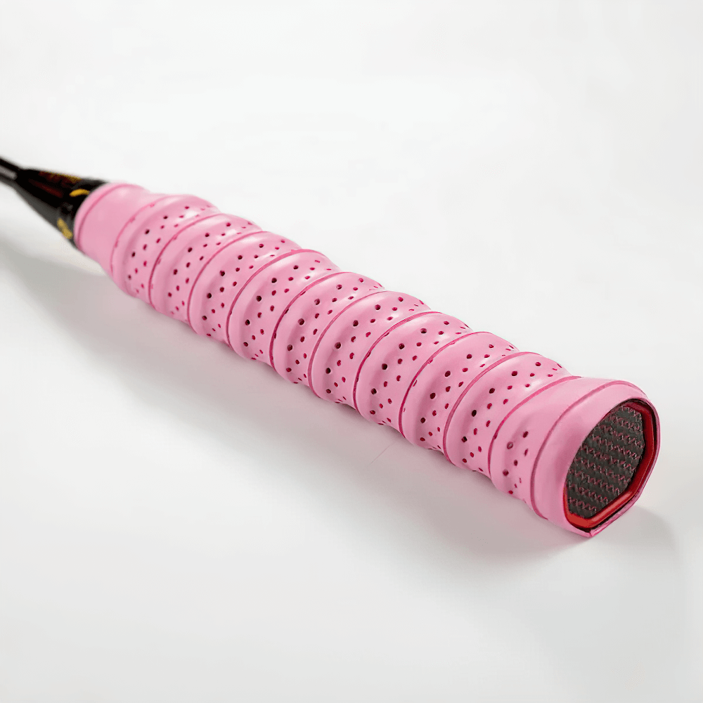 Pink Perforated Sweat-Absorbent Racket Overgrip Tape - SF3450 for enhanced grip and moisture control in tennis and badminton.