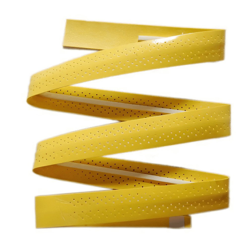 Perforated Sweat-Absorbent Racket Overgrip Tape - SF3450 in vibrant yellow for tennis and badminton grip enhancement.