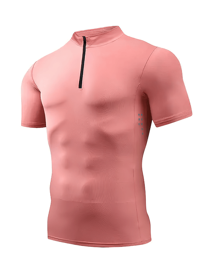 Coral Performance Half Zip Compression T-Shirt for Men - Breathable Athletic Fit Ideal for Intense Workouts